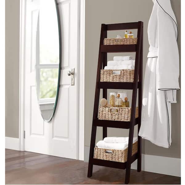 JENLEA INC Bathroom Storage Ladder in Walnut BRL3000BW The Home