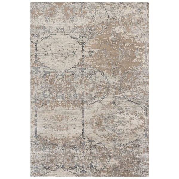 Tiffany 6 ft. x 9 ft. Gray/Beige Modern Trellis Abstract Area Rug