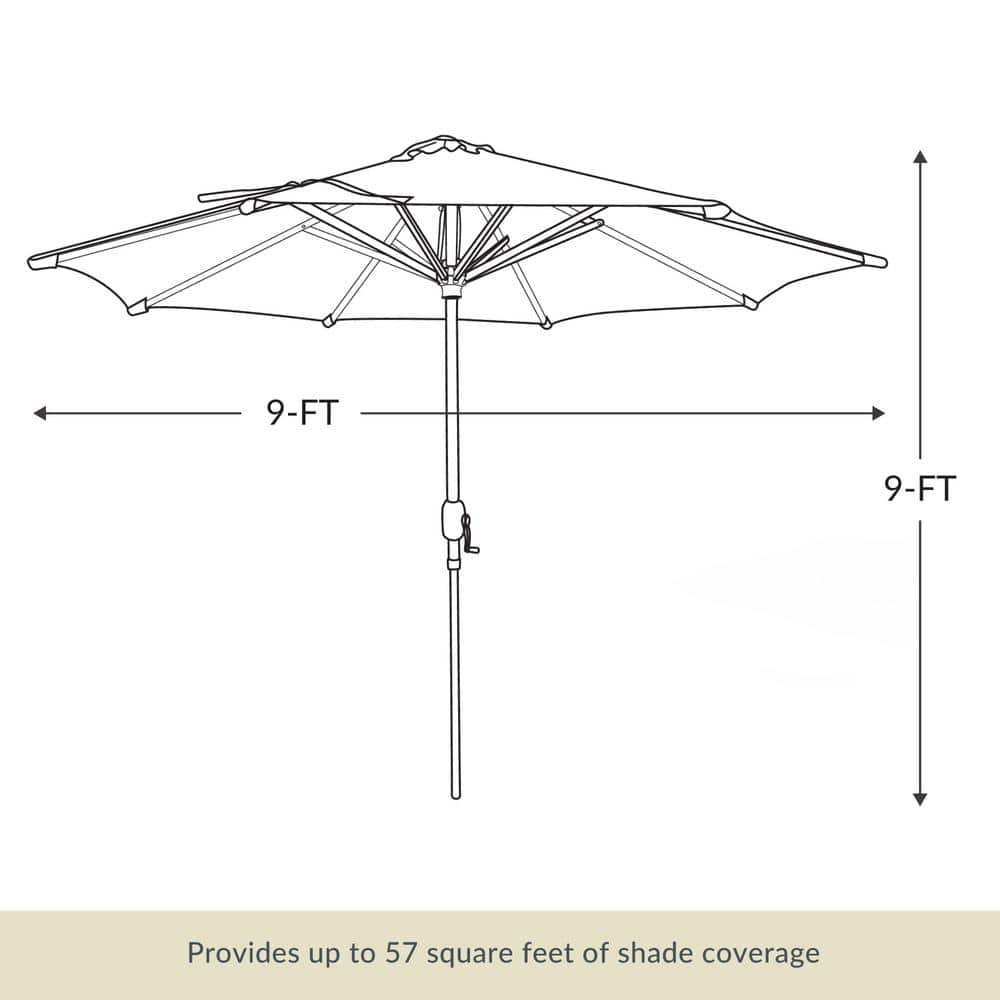 9-Foot Black Aluminum Market Patio Umbrella with Auto-Tilt