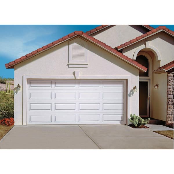Classic Steel Long Panel 16 ft x 7 ft Insulated 18.4 R-Value White Garage Door without Windows