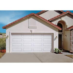 Classic Steel Long Panel 16 ft x 7 ft Insulated 18.4 R-Value  White Garage Door without Windows