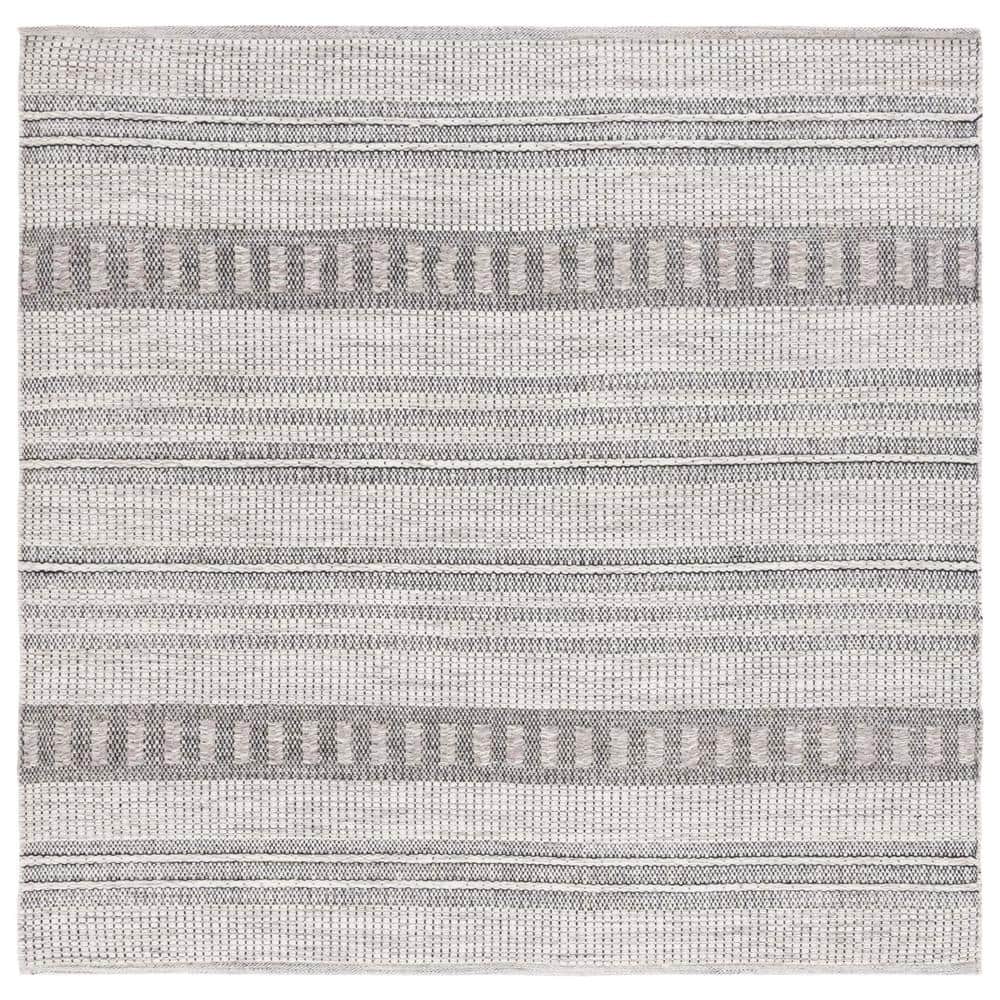 Handwoven Gray Square Wool Artisan Rug - 6' x 6'