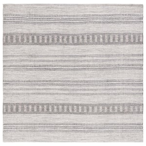 Natura Gray/Black 6 ft. x 6 ft. Abstract Striped Square Area Rug
