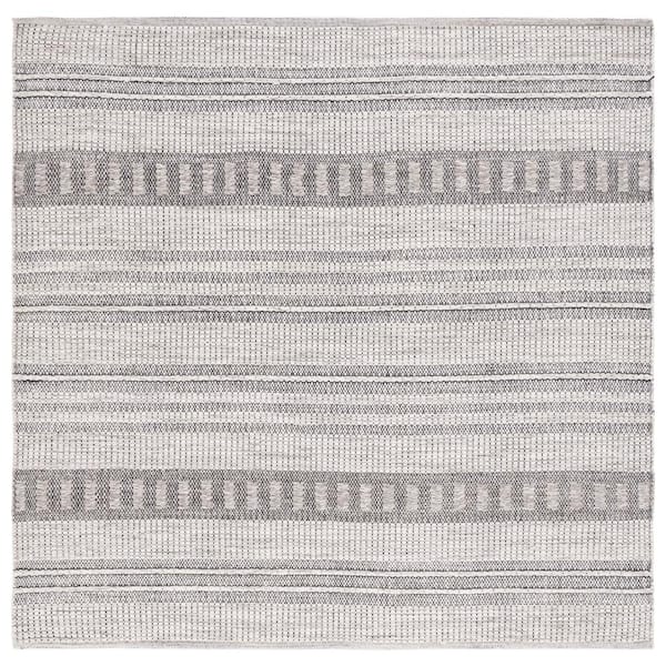 SAFAVIEH Natura Gray/Black 6 ft. x 6 ft. Abstract Striped Square Area Rug