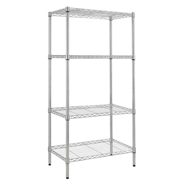 Silver 4-Tier Heavy Duty Steel Freestanding Garage Storage Shelving Unit (17.72 in. W x 59 in. H x 29.53 in. D)