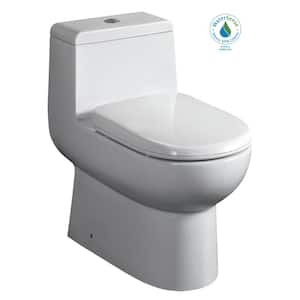 Magic Flush 1-Piece 1.6/1.1 GPF Dual Flush Elongated Toilet in White