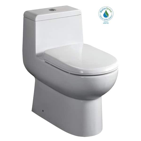 Whitehaus Collection Magic Flush 1-Piece 1.6/1.1 GPF Dual Flush Elongated Toilet in White