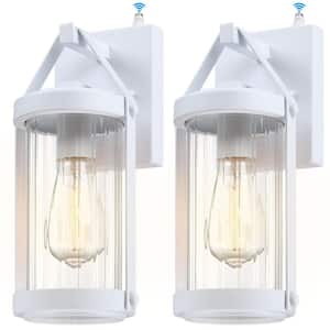 Advanced 13 in. White Dusk to Dawn Indoor/Outdoor Hardwired Coach Sconce with No Bulbs Included 2-Pack