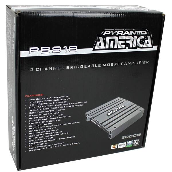 2000-Watt 2-Channel Car Audio Amplifier 
