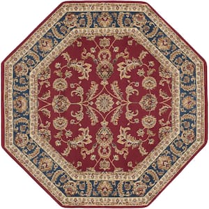 Sensation Border Red 6OCT Octagon ft. Indoor Area Rug