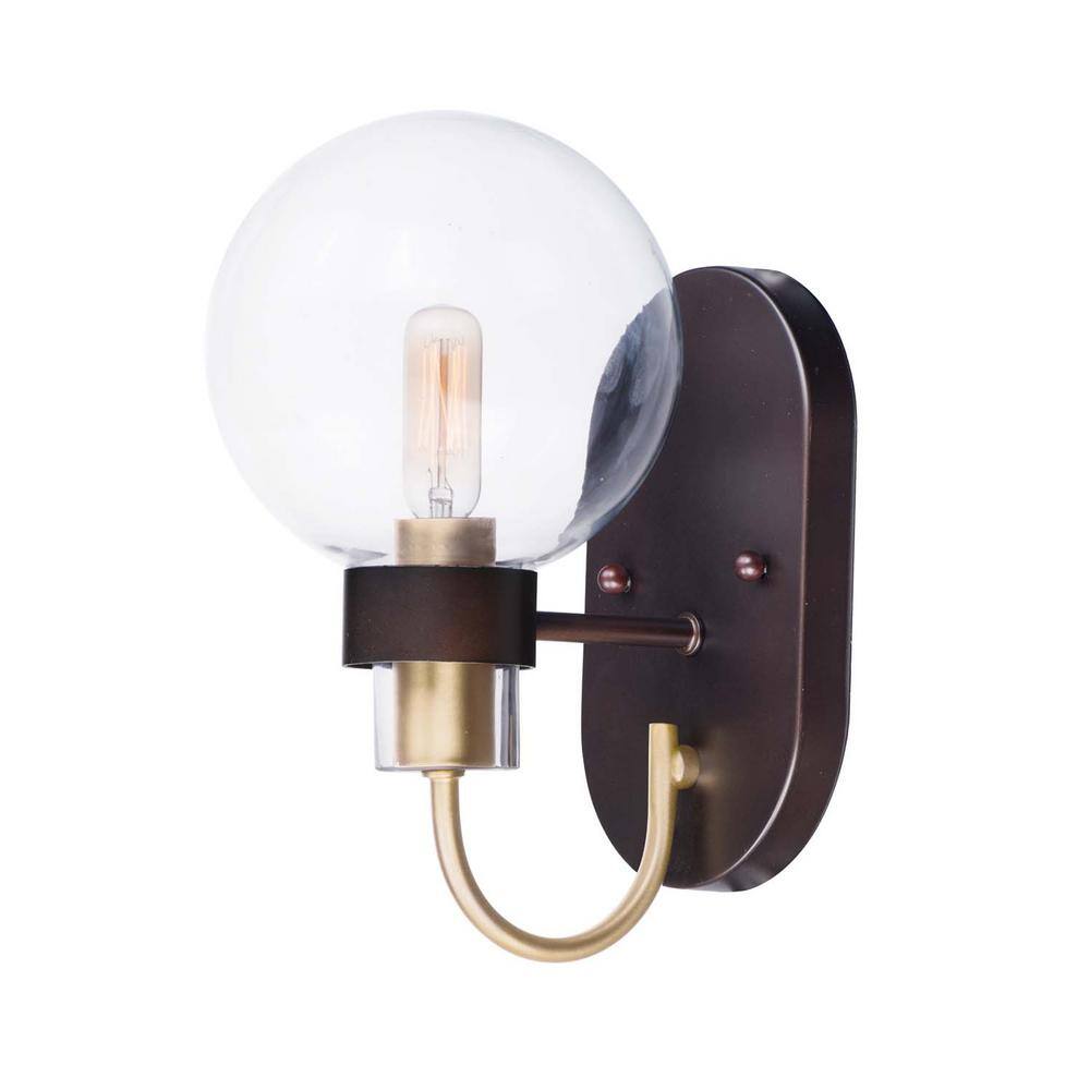 Bauhaus Mid Century Modern Bronze & Satin Brass Wall Sconce