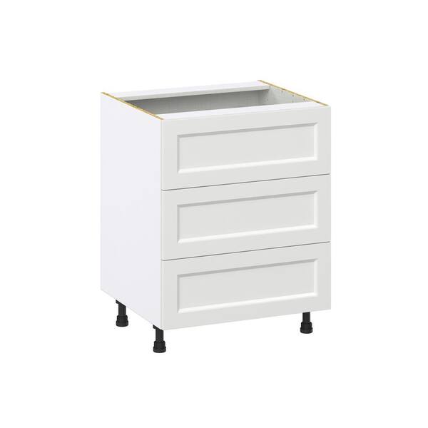 J COLLECTION Alton Painted 24 in. W x 34.5 in. H x 24 in. D in White Shaker Assembled Base Kitchen Cabinet with 3 Inner Drawers