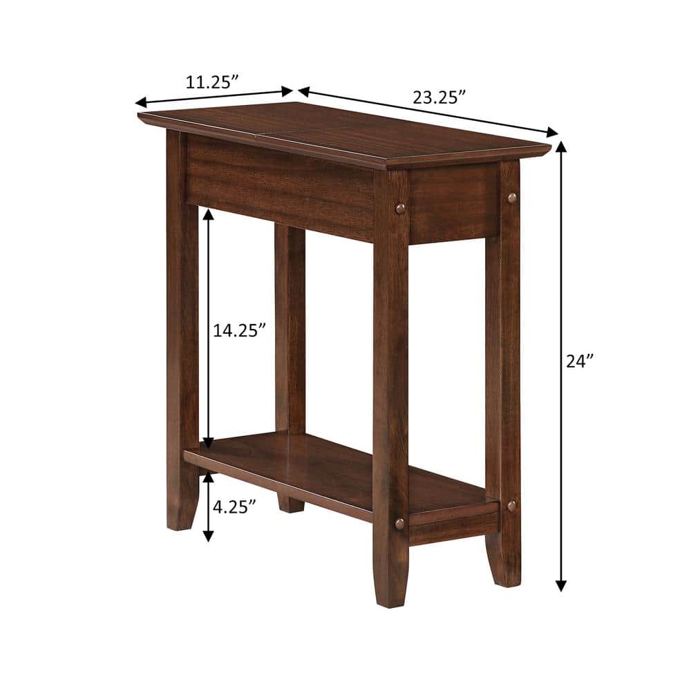 Espresso MDF and Birch Veneer Flip Top End Table with Storage