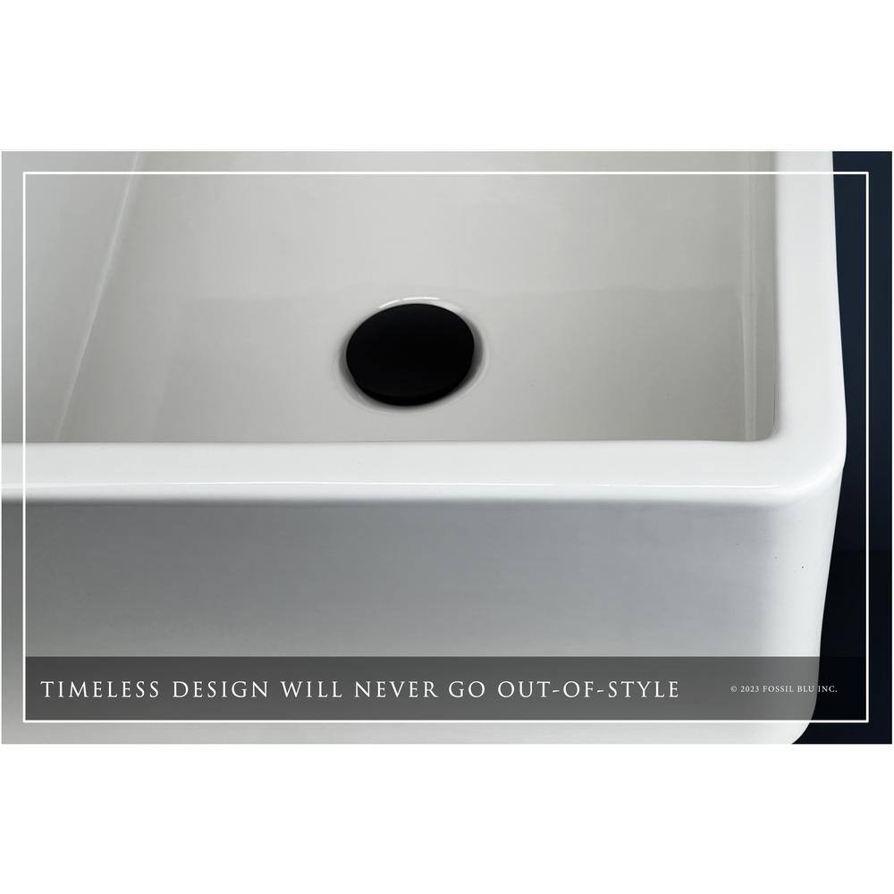 Glossy White Ceramic Rectangular Farmhouse Bathroom Sink