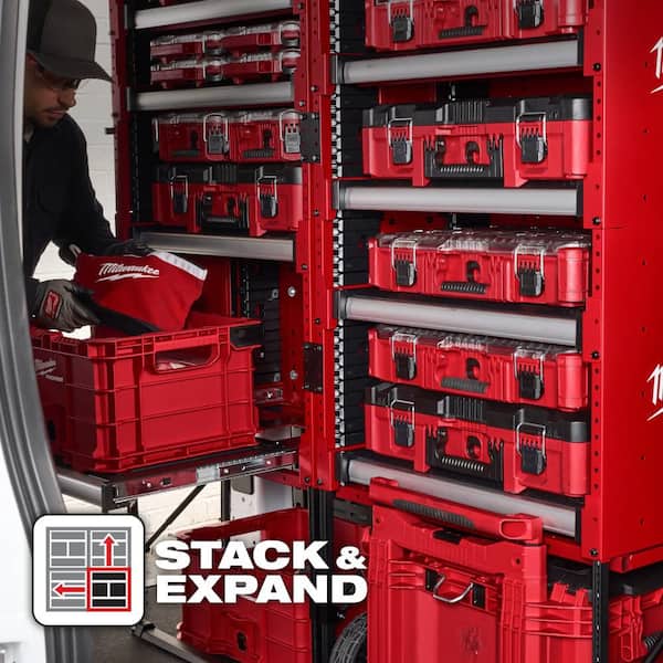 Milwaukee PACKOUT Rack Kit with PACKOUT Tool Box Set (4-Piece) 48-21 ...