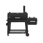 Oakford 1150 Reverse Flow Offset Smoker Charcoal Grill in Black