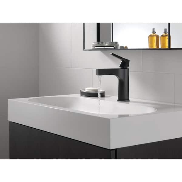 Zura Single Hole Single-Handle Bathroom Faucet with Metal Drain Assembly in Matte Black