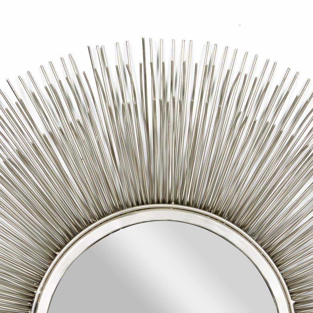 28.5" Silver Sunburst Round Wall Mirror