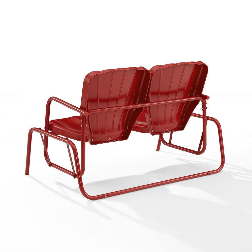 Bright Red Steel Retro Outdoor Loveseat Glider