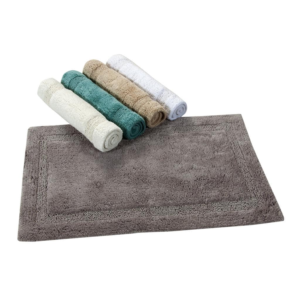 Ivory Cotton Bath Rug with Non-Skid Backing, 34x21 Inch