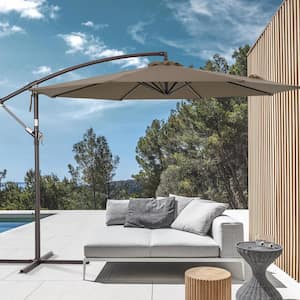 10 ft. Outdoor Patio Umbrella, Round Canopy Cantilever Umbrella for Villa Gardens, Lawns and Yard, Taupe