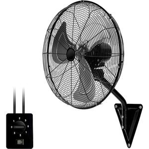 3 Speed, 120 Degree Oscillating Wall Mount Fan, 5000 CFM, Rotary Switch