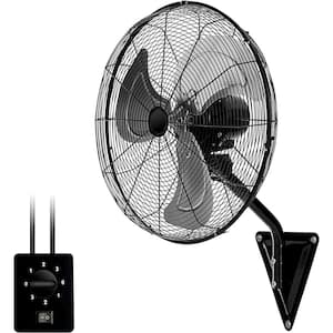 3 Speed, 120 Degree Oscillating Wall Mount Fan, 5000 CFM, Rotary Switch