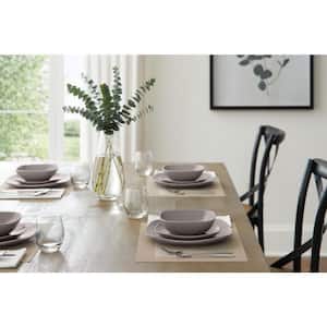 12-Piece Soft Square Stoneware Dinner Set in Shadow Gray (Service for 4)
