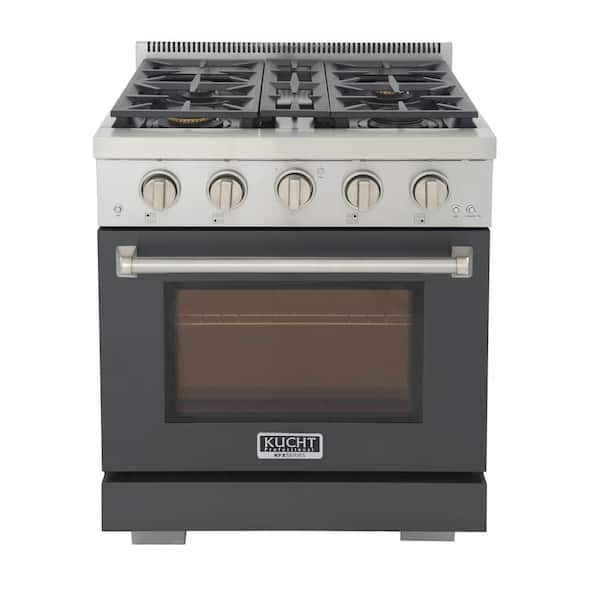 30 in. 4.2 cu. ft. 4-Burners Freestanding Propane Gas Range and Convection Oven in Cement Gray with True Simmer Burners