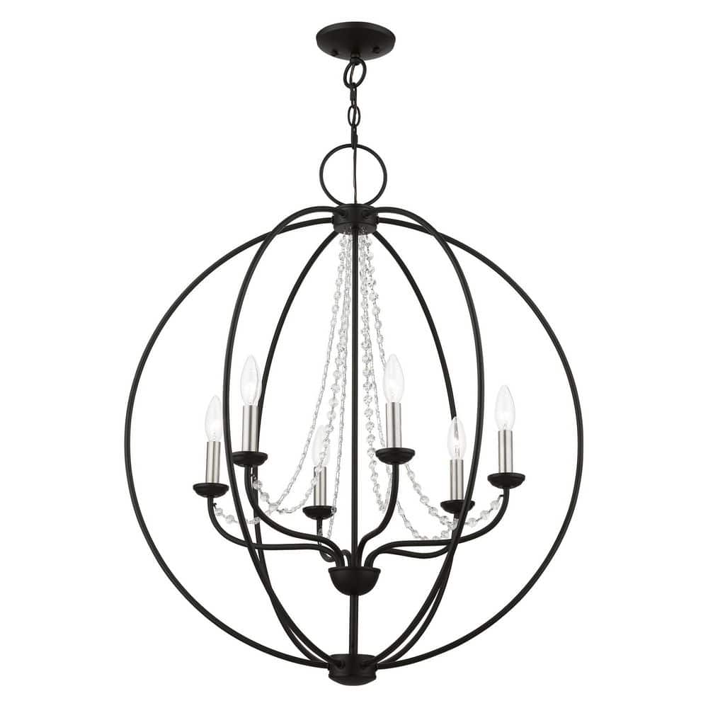 Arabella 6-Light Black and Nickel Crystal Globe Pendant