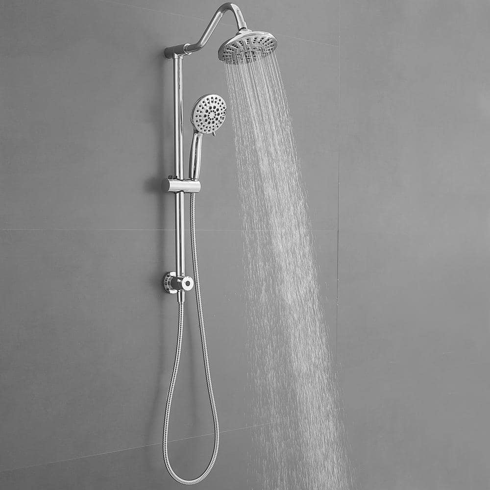 Chrome 5-Spray Wall Mount Shower Head with Handheld