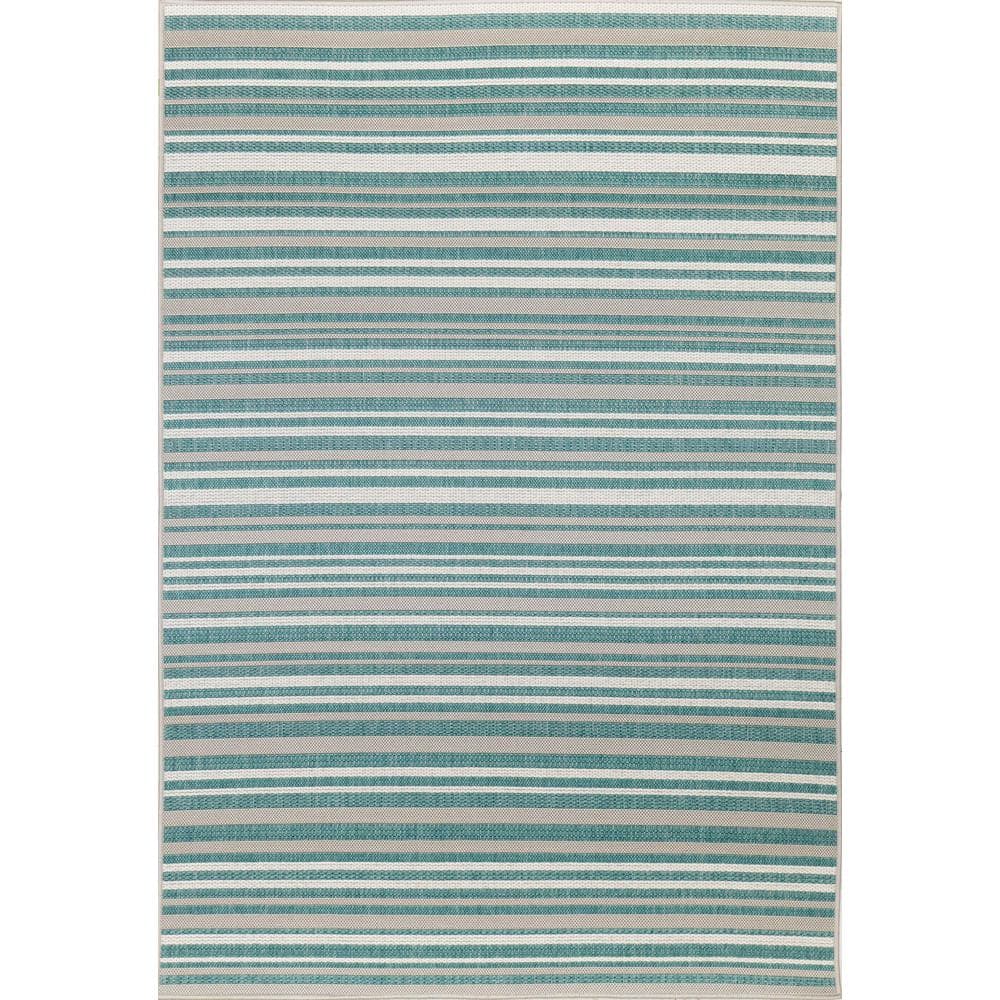 Lanai Aqua 3 ft. x 8 ft. Geometric Transitional Indoor/Outdoor Runner Rug