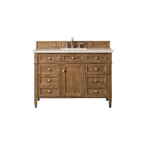 Brittany 48.0 in. W x 23.5 in. D x 34 in. H Bathroom Vanity in Saddle Brown with Eternal Marfil Quartz Top