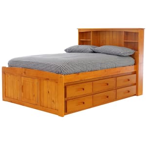 Warm Honey Series Full Size Platform Bed Warm Honey with 12-Drawers