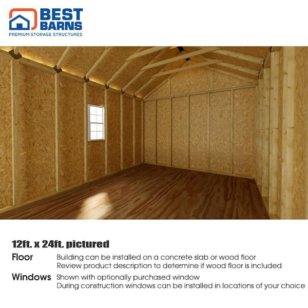 Best Barns - Tailored Titan 12 ft. x 20 ft. Wood Garage Kit with High Side Walls and Tasteful Gable Roof Design