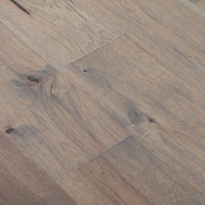Take Home Sample - Wide Plank Hickory Roasted Distressed Engineered Hardwood Flooring - 5 in. X 7 in.