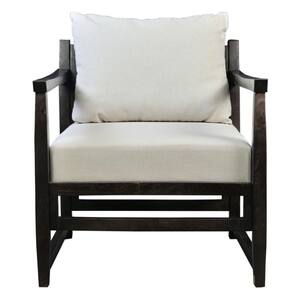 Malibu Light Gray and Black Open Wood Frame Accent Chair
