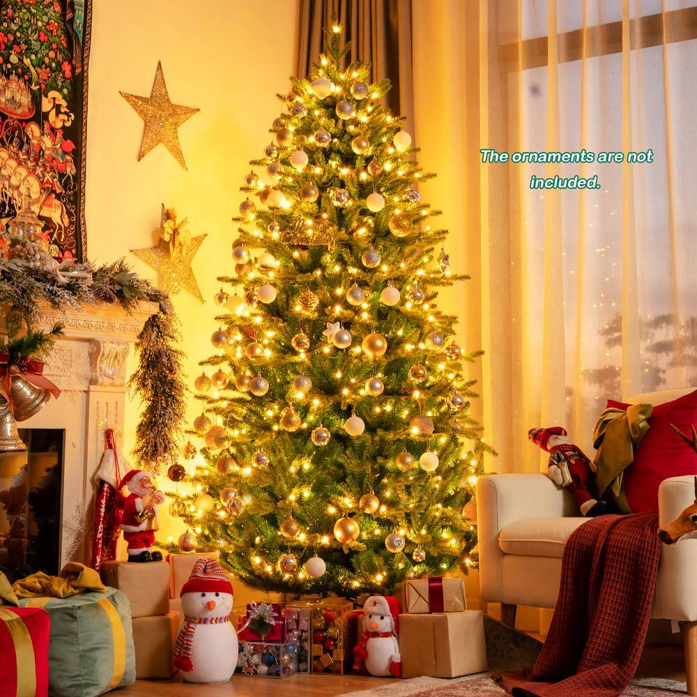 8-Foot Green Pre-Lit Artificial Christmas Tree with LED Lights