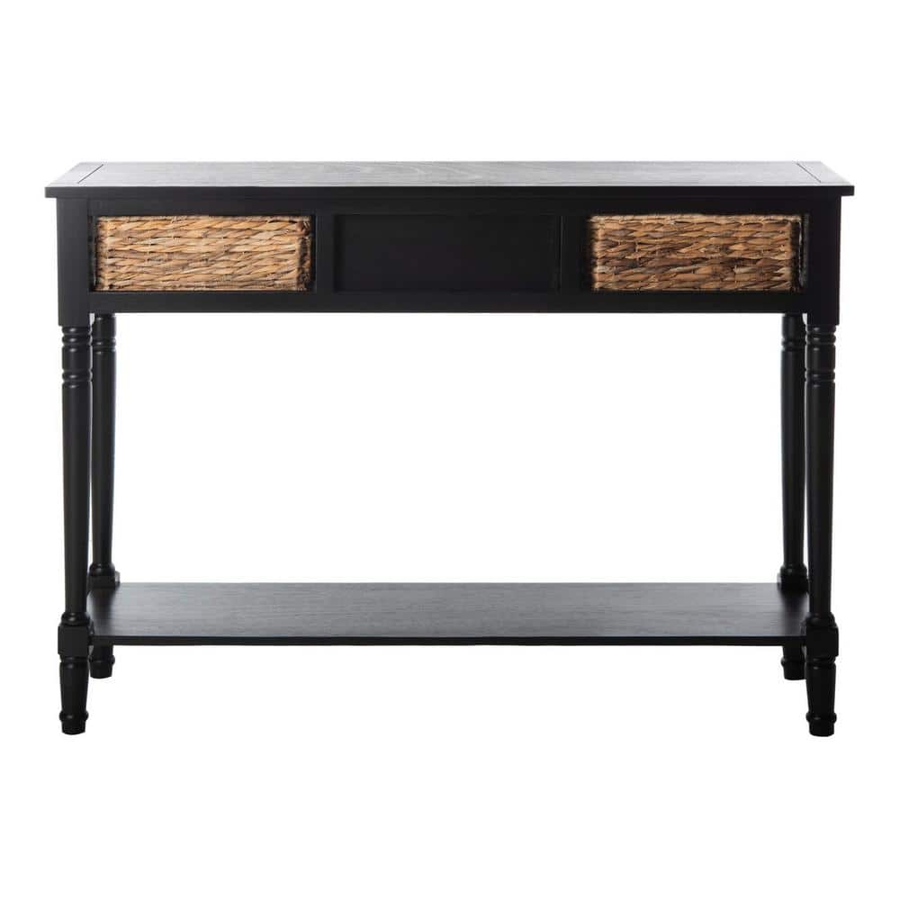 Transitional Gray 45" Wood and Metal Console Table with Storage