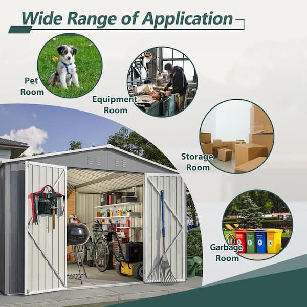10 x 10 ft. Outdoor Storage Shed, Large Metal Tool Sheds w