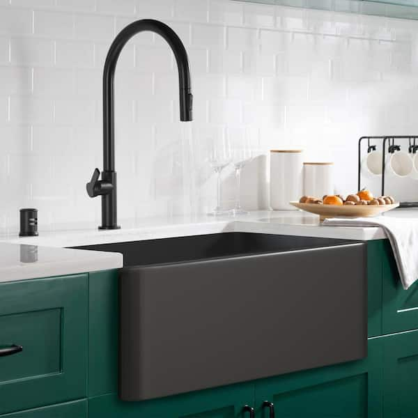 Interbath 24 In L X 18 In W Farmhouse Apron Front Single Bowl   Black Interbath Farmhouse Kitchen Sinks Itbdl241810mb 64 600 