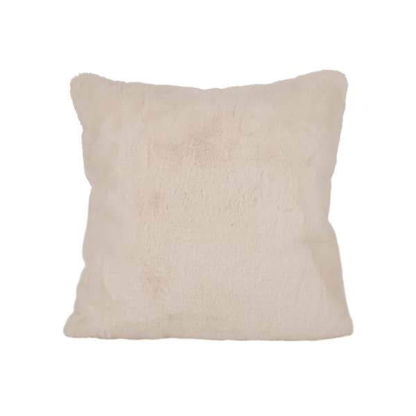 Glitzhome 18 in. L x 18 in. W x 1.15 in. H Coconut Milk Christmas Faux Fur Luxury Cushion Pillow Cover