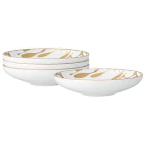 Raptures Gold 5.5 in., 8 fl.oz White Porcelain Fruit Bowls (Set of 4)