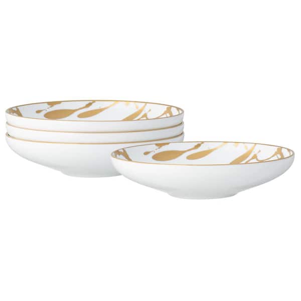 Noritake Raptures Gold 5.5 in., 8 fl.oz White Porcelain Fruit Bowls (Set of 4)