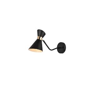 Home Living 5.3 in. 1-Light Black Vanity Light with Iron Shade