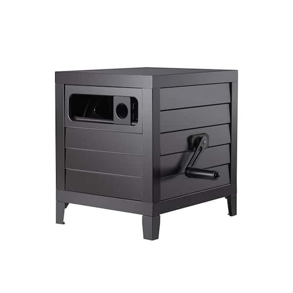 Durable Steel Garden Hose Storage Box Cabinet with No-Leak Aluminum Water Connections 150ft Capacity Manual Rewind