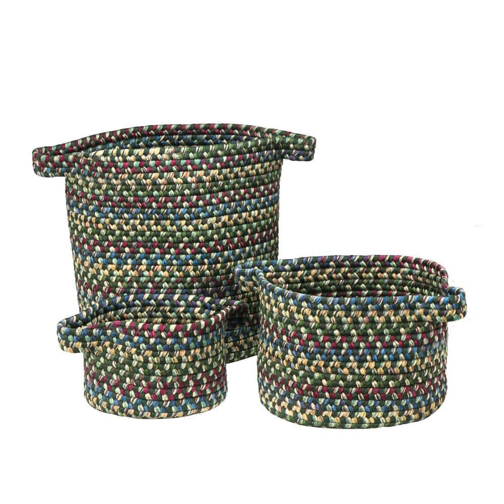 Vintage Farmhouse Round Polypropylene Basket Forest Green ( Set of 3 )