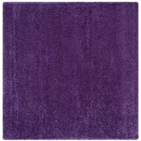 Milan Shag Purple 10 ft. x 10 ft. Solid Flokati Square Area Rug