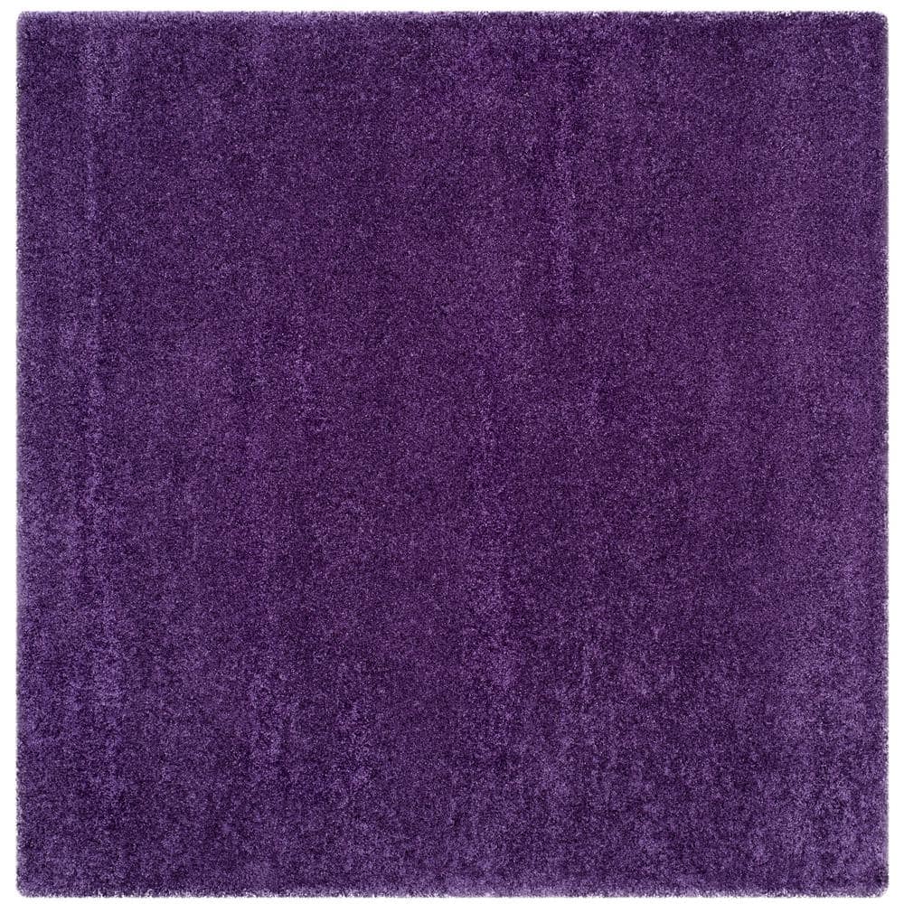7' Square Purple Shag Synthetic Area Rug