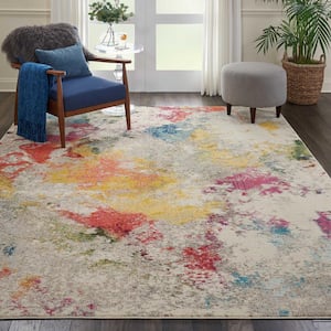 Celestial Janelle Ivory/Multicolor 8 ft. x 11 ft. Abstract Art Deco Area Rug